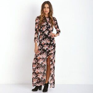 FOR LOVE & LEMONS Autumn Maxi Dress Midnight Floral Size Small